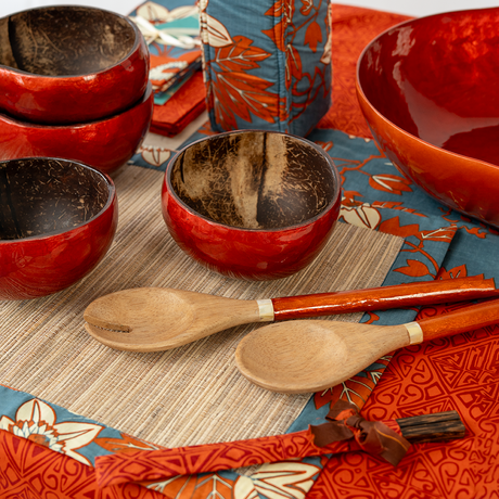 Red Coconut & Capiz Shell Bowl