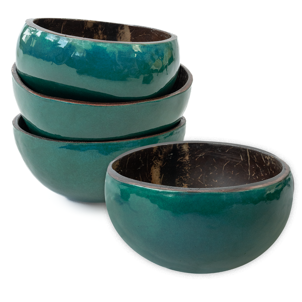 Teal Coconut & Capiz Shell Bowl