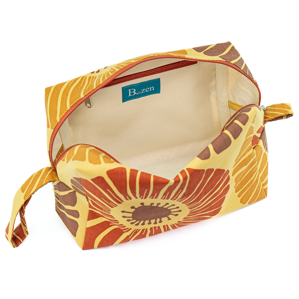 Retro Flowers Maple Cosmetic Case, Large