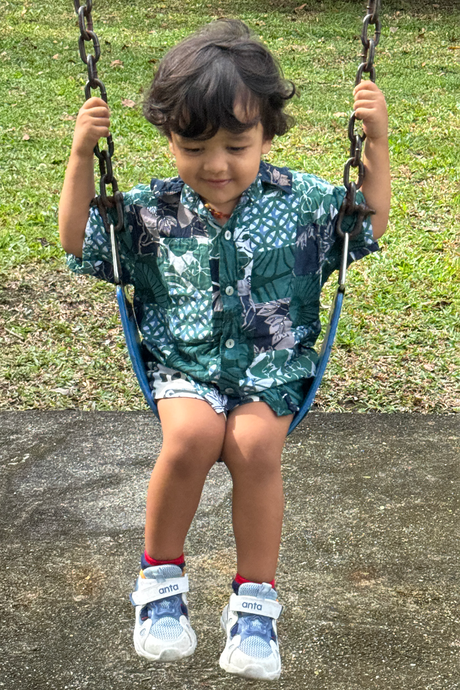 Kemeja Kancing Depan Rayon Patchwork, 4 Ukuran