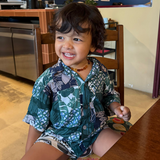 Kemeja Kancing Depan Rayon Patchwork, 4 Ukuran