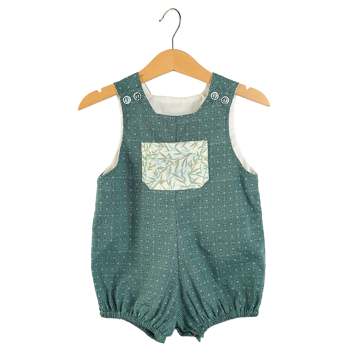 Viridian Cotton Romper, 3 sizes