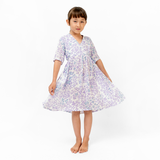 Hydrangea Lilac Girl's Frock Dress, 4 sizes