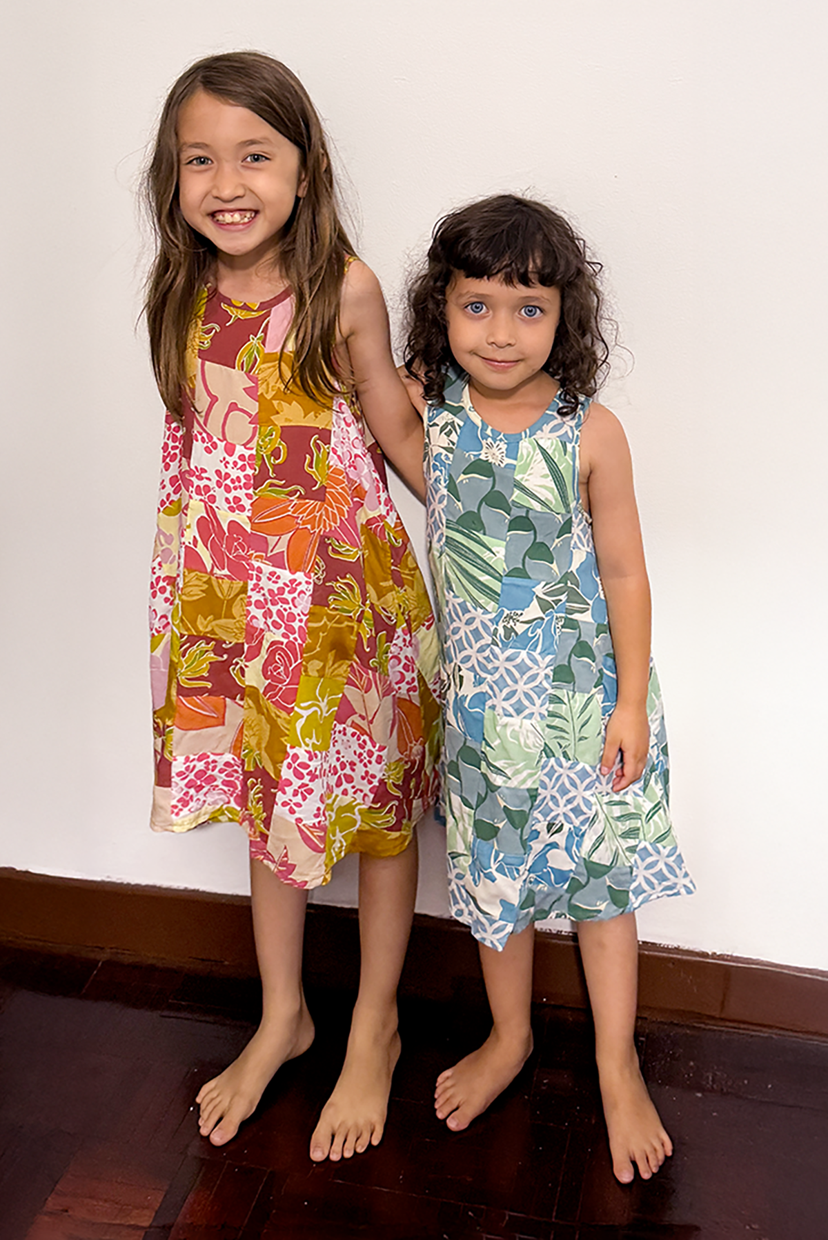 Gaun Semi Swing Patchwork Hangat, 4 ukuran