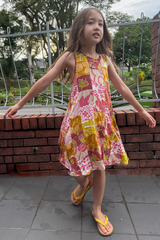 Gaun Semi Swing Patchwork Hangat, 4 ukuran