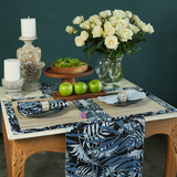 Karpet Panjang Katun Warna Biru Palm Hitam Ukuran Sedang/Pendek (150 cm)