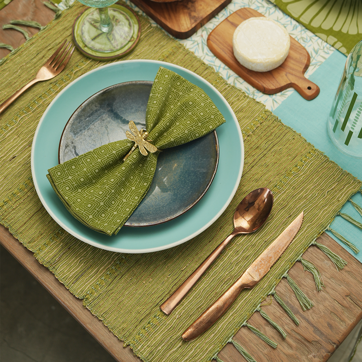 Avocado Stripe Vetiver Placemat set/6