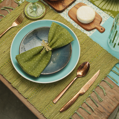 Avocado Stripe Vetiver Placemat set/6