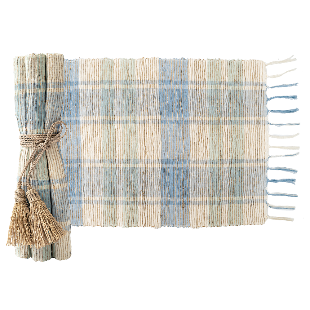 Bluebell Plaid  Vetiver Placemat, Set of 6