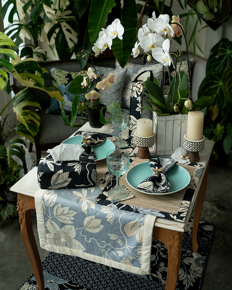 Alas Piring Bunga Teratai Air Bougainvillea Moss, set isi 4
