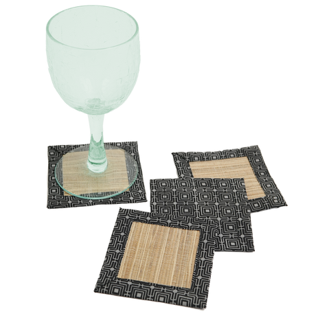 Infinity Squared Onyx Waterlily Coaster, set of 4