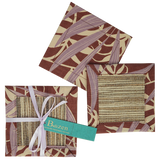 Tatakan Gelas Motif Bunga Teratai Palm Lavender Sienna, set isi 4