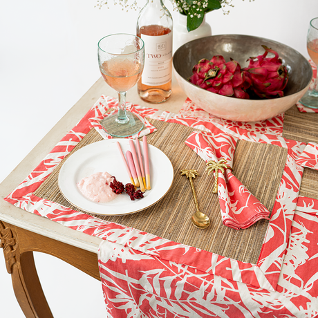 Palm Bright Coral Napkins set of 4