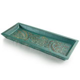 Teal Carved Wooden Mini Tray - SALE HOMEWARES