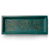 Teal Carved Wooden Mini Tray - SALE HOMEWARES