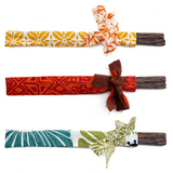 Assorted Palm Wood Chopstick in Fabric Wrap