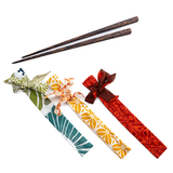 Assorted Palm Wood Chopstick in Fabric Wrap