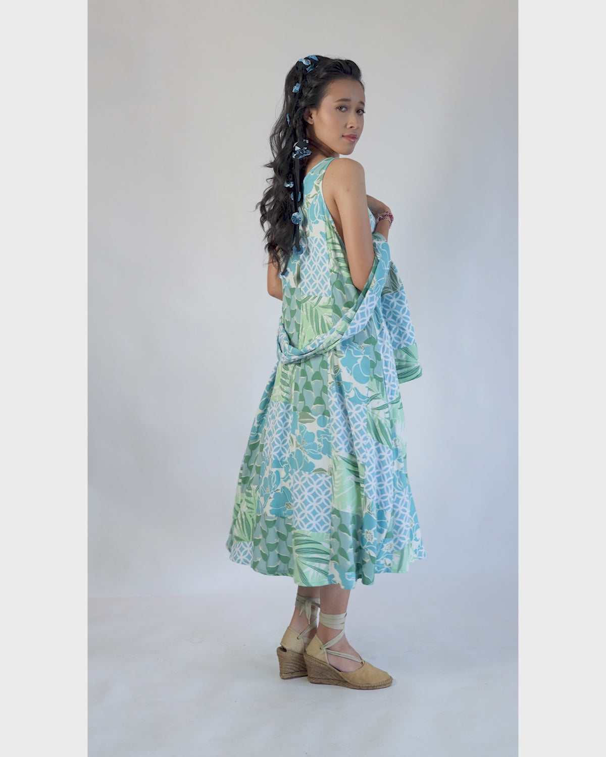 Gaun Semi Swing Rayon Patchwork Keren, 3 Ukuran