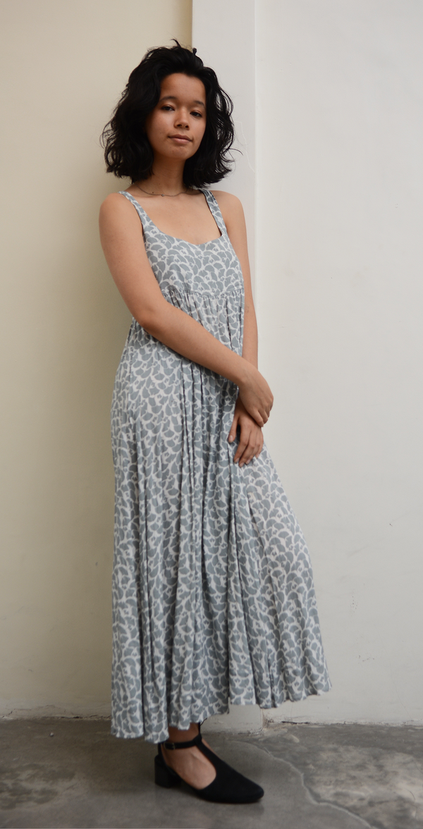 Ginkgo Grey Romantic Rayon Dress, 3 sizes