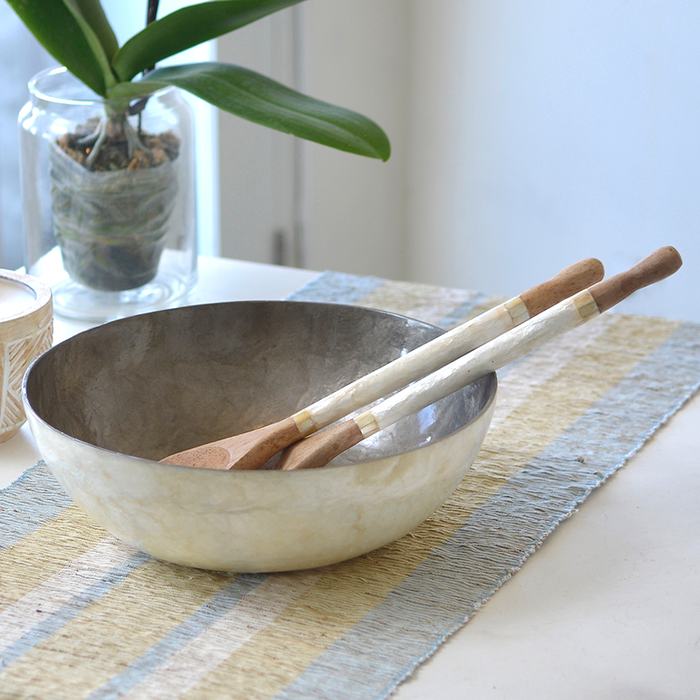 Silver Lining Capiz Shell Salad Bowl