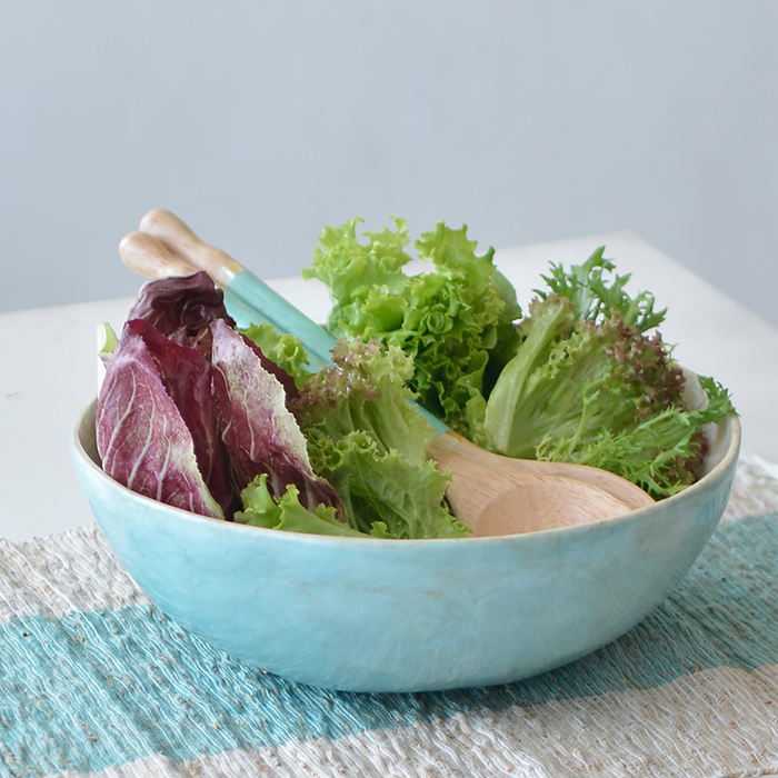 Aqua Capiz Shell Salad Bowl