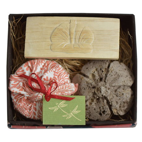 Coral Navy Pumice Flower Box Gift Set