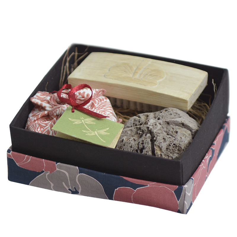 Coral Navy Pumice Flower Box Gift Set