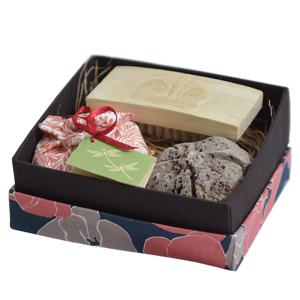 Coral Navy Pumice Flower Box Gift Set