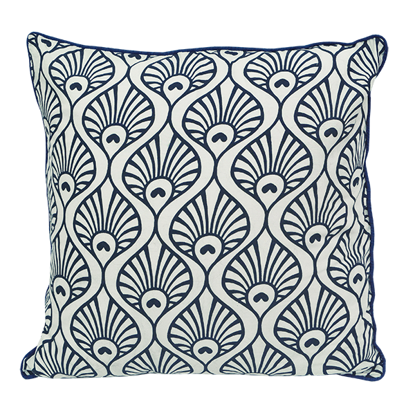 Peacock Wave Indigo Cushion Cover, 45cm