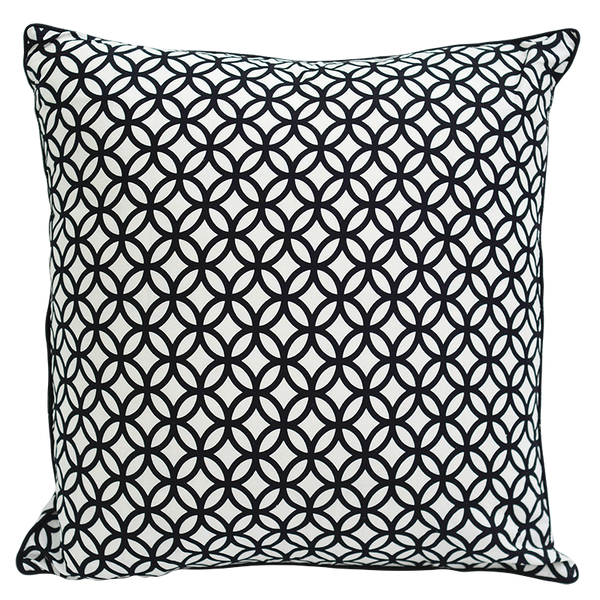 Black & White Rings Cushion Cover, 50 cm