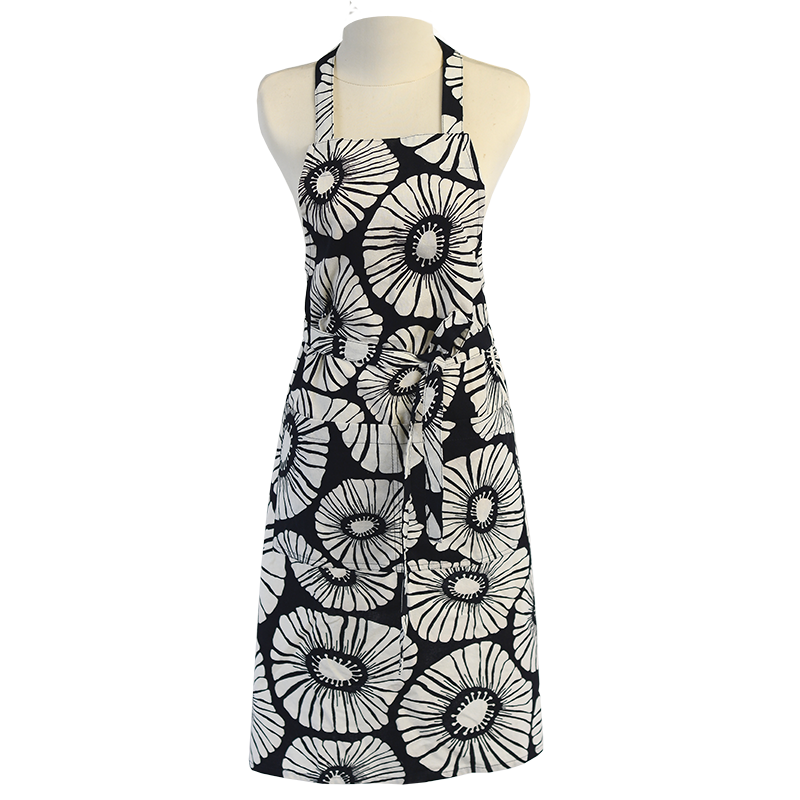 Retro Flower Black White Apron