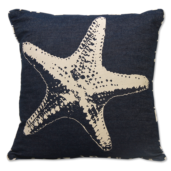Starfish Indigo Denim Cushion Cover, Small