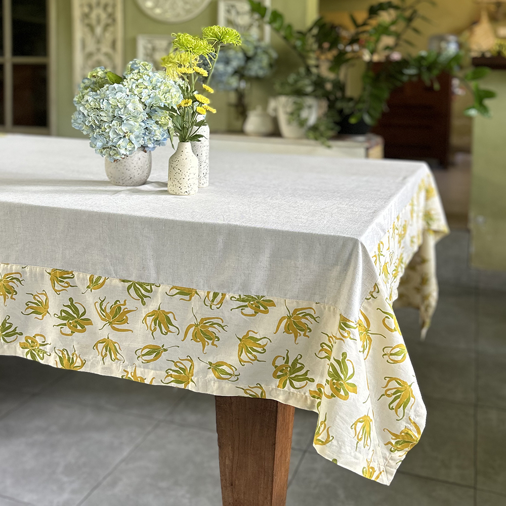 Ylang Ylang Natural Cotton & Linen Tablecloth, 2 sizes - Sale Homewares