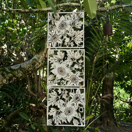 Whitewash Passion Flower Wall Art