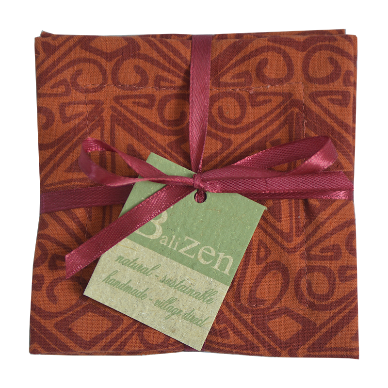 Toraja Spice Red Cotton Coaster, set of 4 - SALE HOMEWARES