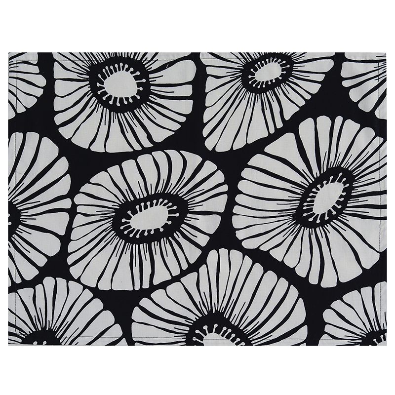 Retro Flowers Black Placemat, Set of 4 - SALE HOMEWARES