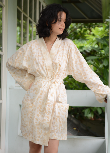 Beige Shorter Kimono Robe - SALE CLOTHING & KIDS