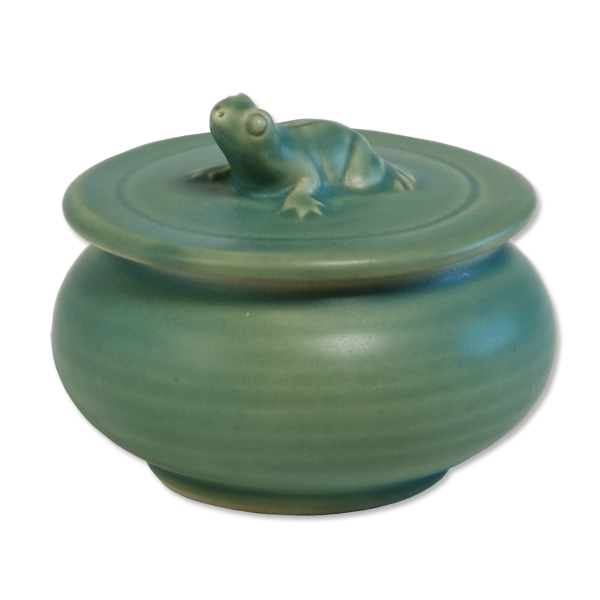 Celadon Ceramic Frog Sugar Bowl