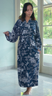 Passion Flower Navy Grey Rayon Kimono Robe