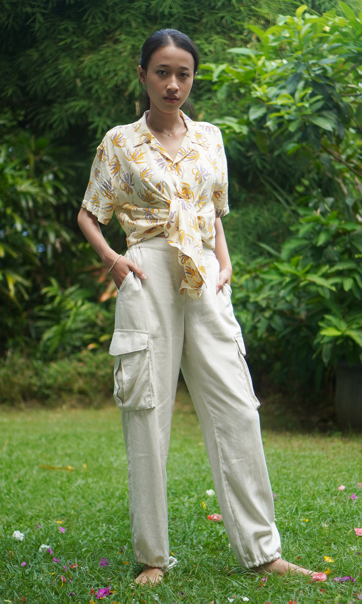 Celana Kargo Eco-Rayon &amp; Linen, 3 ukuran 