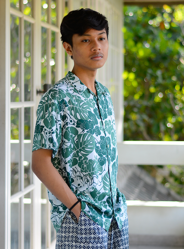 Orchid Emerald Hawaiian Shirt, 2 sizes - SALE CLOTHING & KIDS