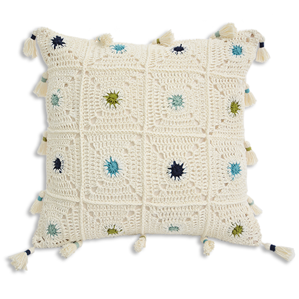 Boho Dots 35cm Crochet Cushion Covers - Cool