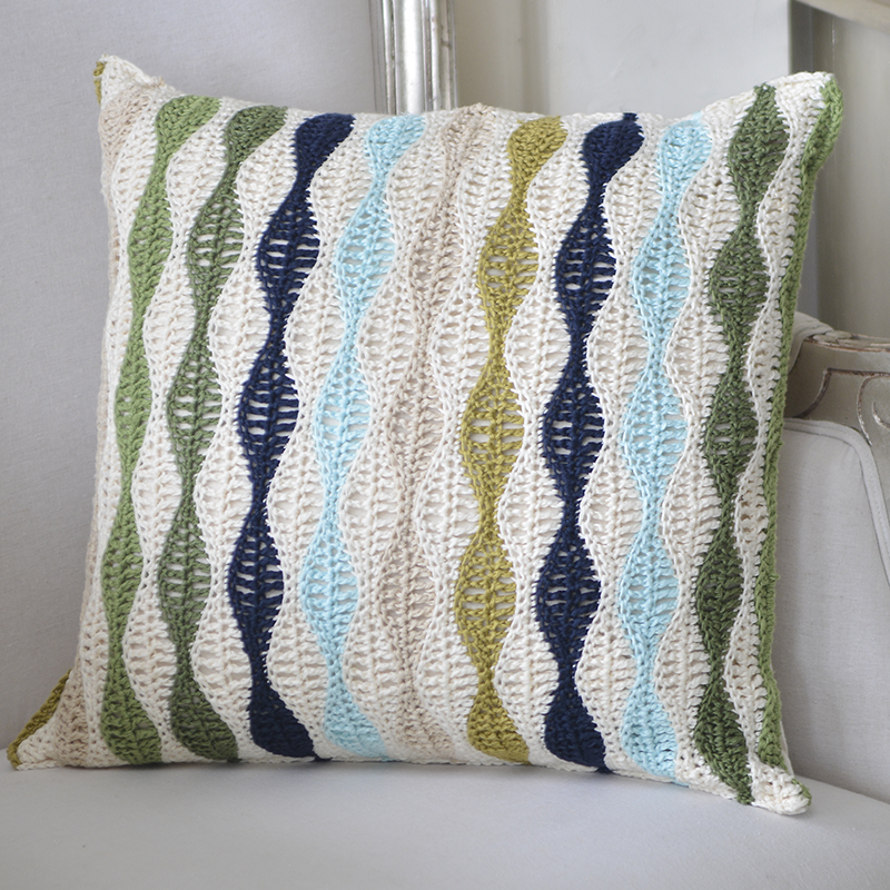Cool Tones Wave Crochet Cushion Covers, 45cm