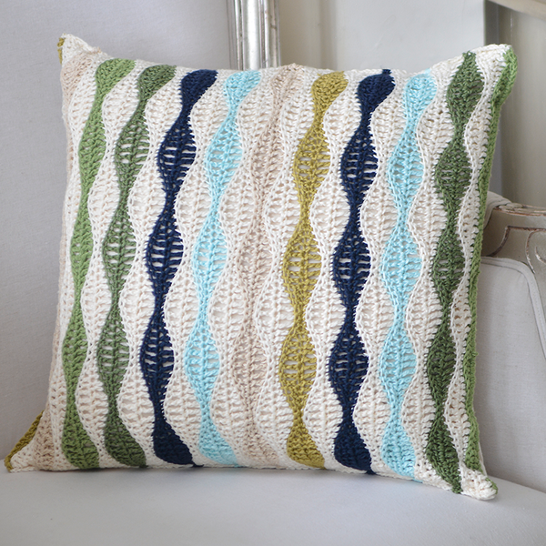 Cool Tones Wave Crochet Cushion Covers, 45cm