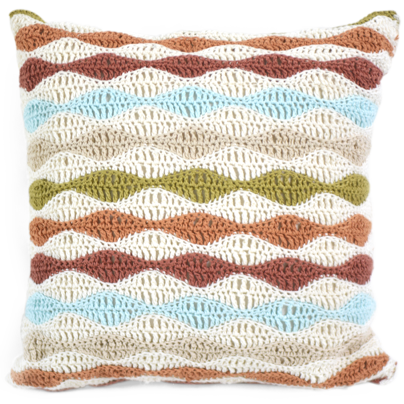 Sarung Bantal Rajutan Gelombang Warna Hangat, 45cm 