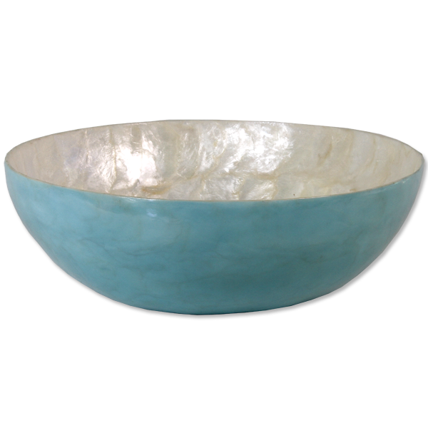 Aqua Capiz Shell Salad Bowl