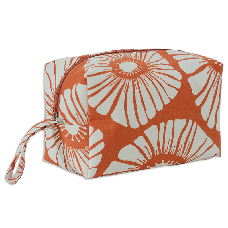 Retro Flowers Spice Cosmetic Case, Large