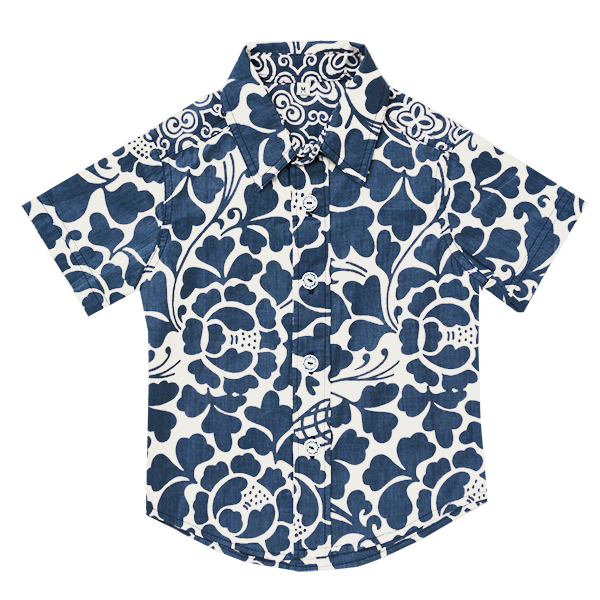 Blue Button Down Scrappy Shirt, 4 Sizes