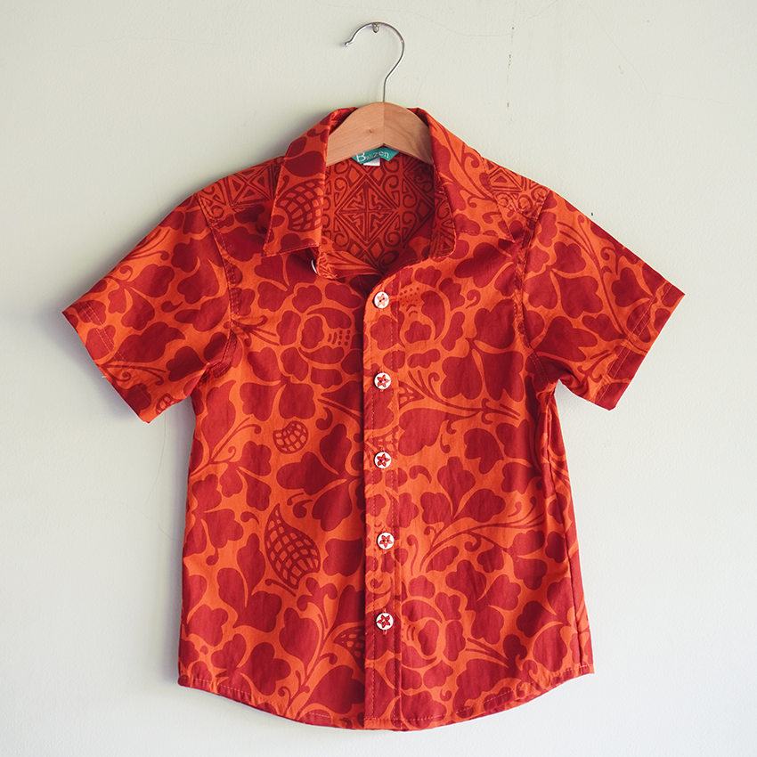 Spice Red Button Down Scrappy Shirt, 4 Sizes - SALE CLOTHING & KIDS