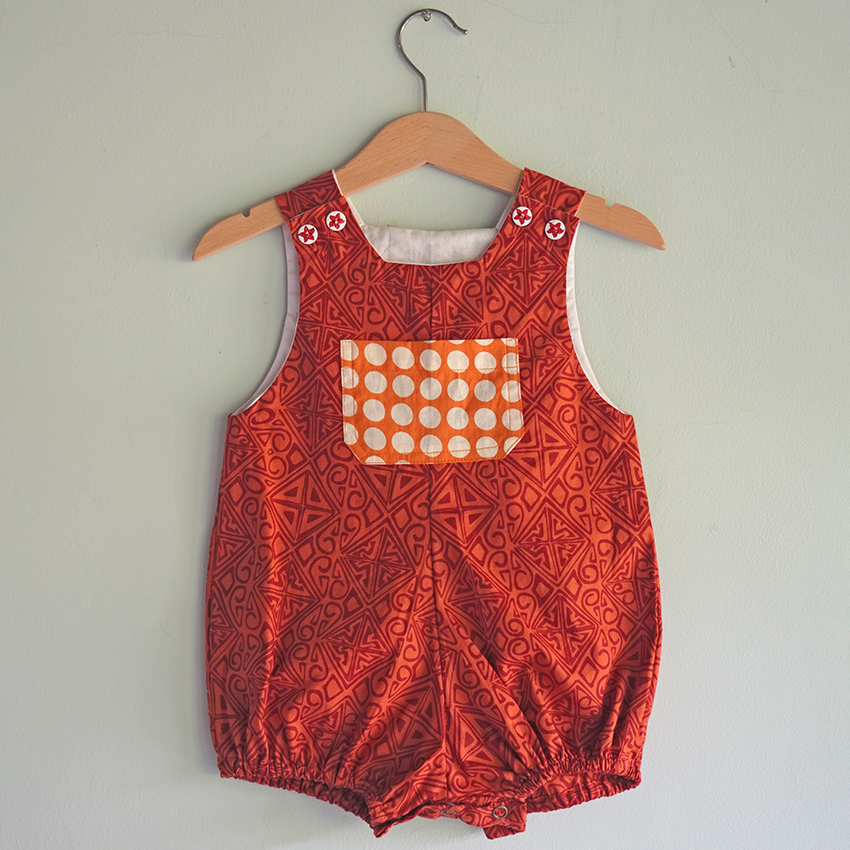 Spice Red Cotton Romper, 3 sizes